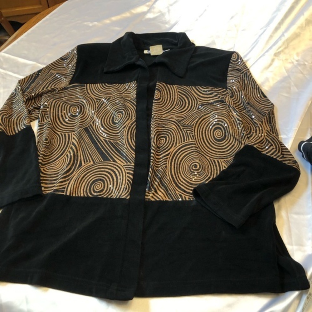 Vintage 70s Kokomo Black Brown Swirl Jacket Size Medium